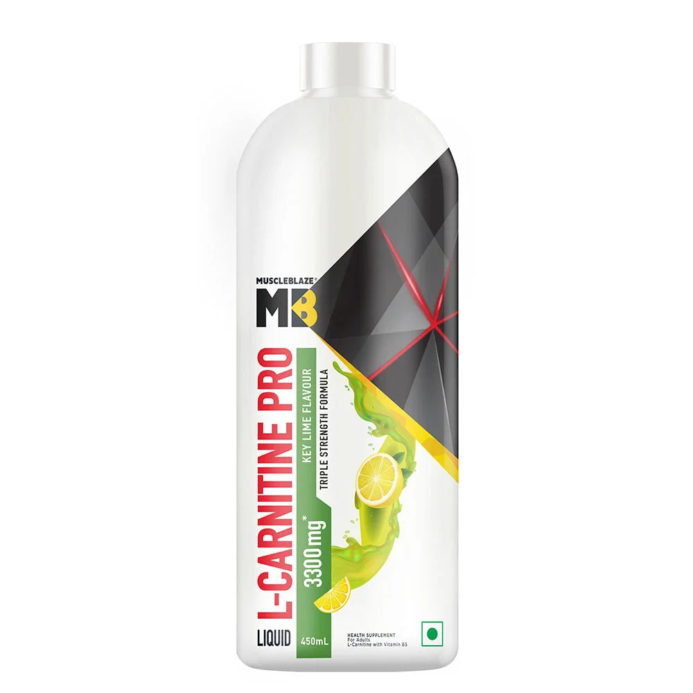 MuscleBlaze Liquid L-Carnitine PRO - 3300mg Triple Strength Formula Key Lime • 450 ml