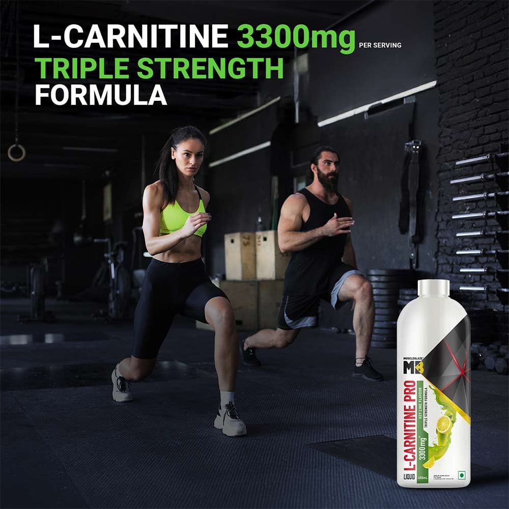 MuscleBlaze Liquid L-Carnitine PRO - 3300mg Triple Strength Formula Key Lime • 450 ml
