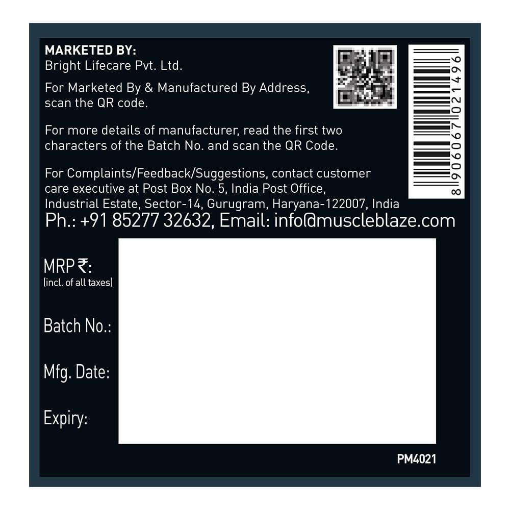 MuscleBlaze L-Glutamine Unflavoured • 250 g
