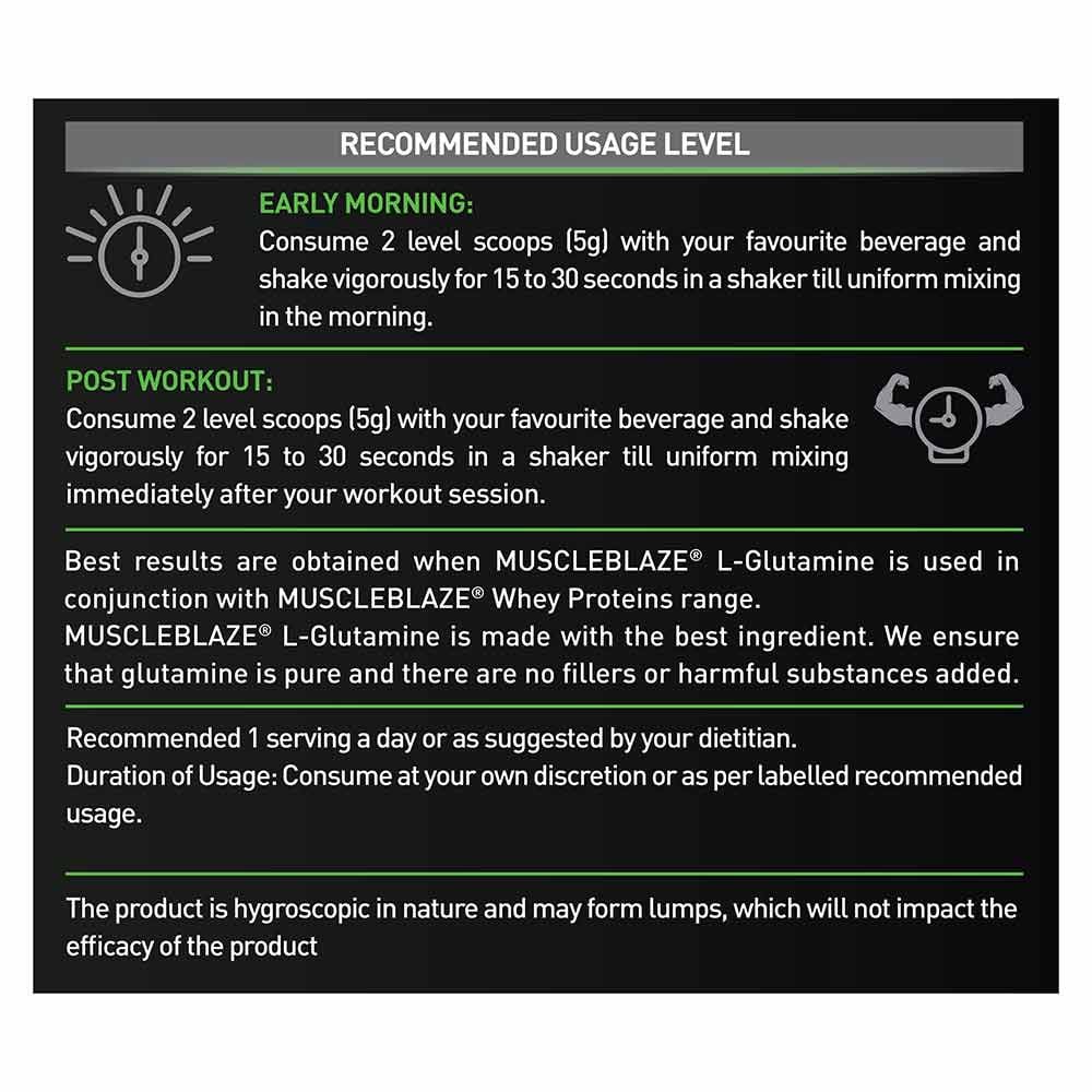 MuscleBlaze L-Glutamine Unflavoured • 250 g