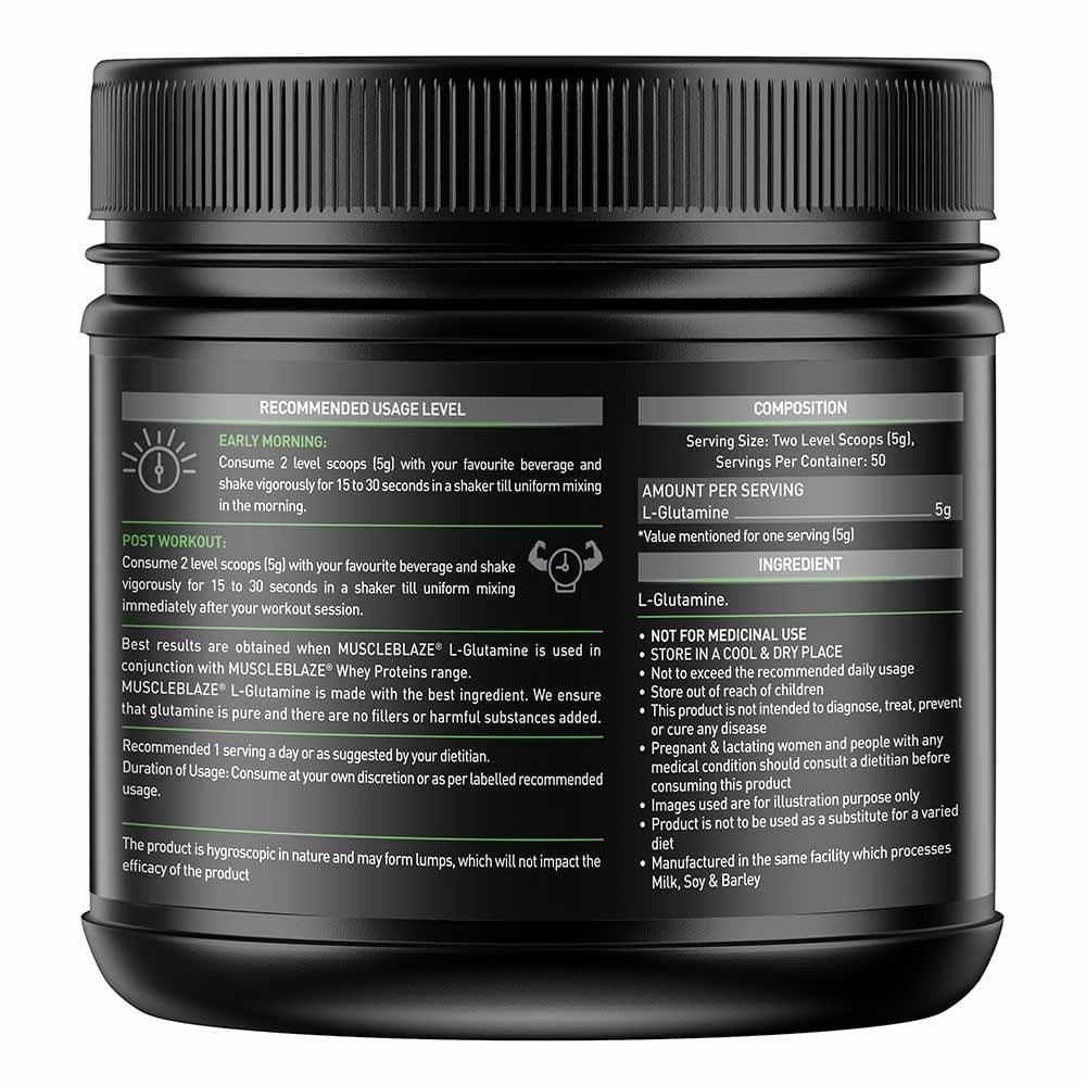 MuscleBlaze L-Glutamine Unflavoured • 250 g