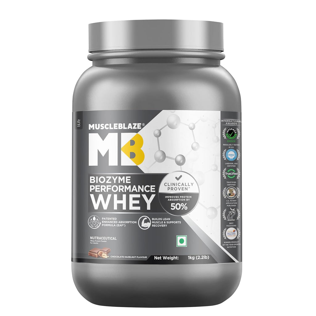 MuscleBlaze Biozyme Performance Whey  Chocolate Hazelnut 1kg