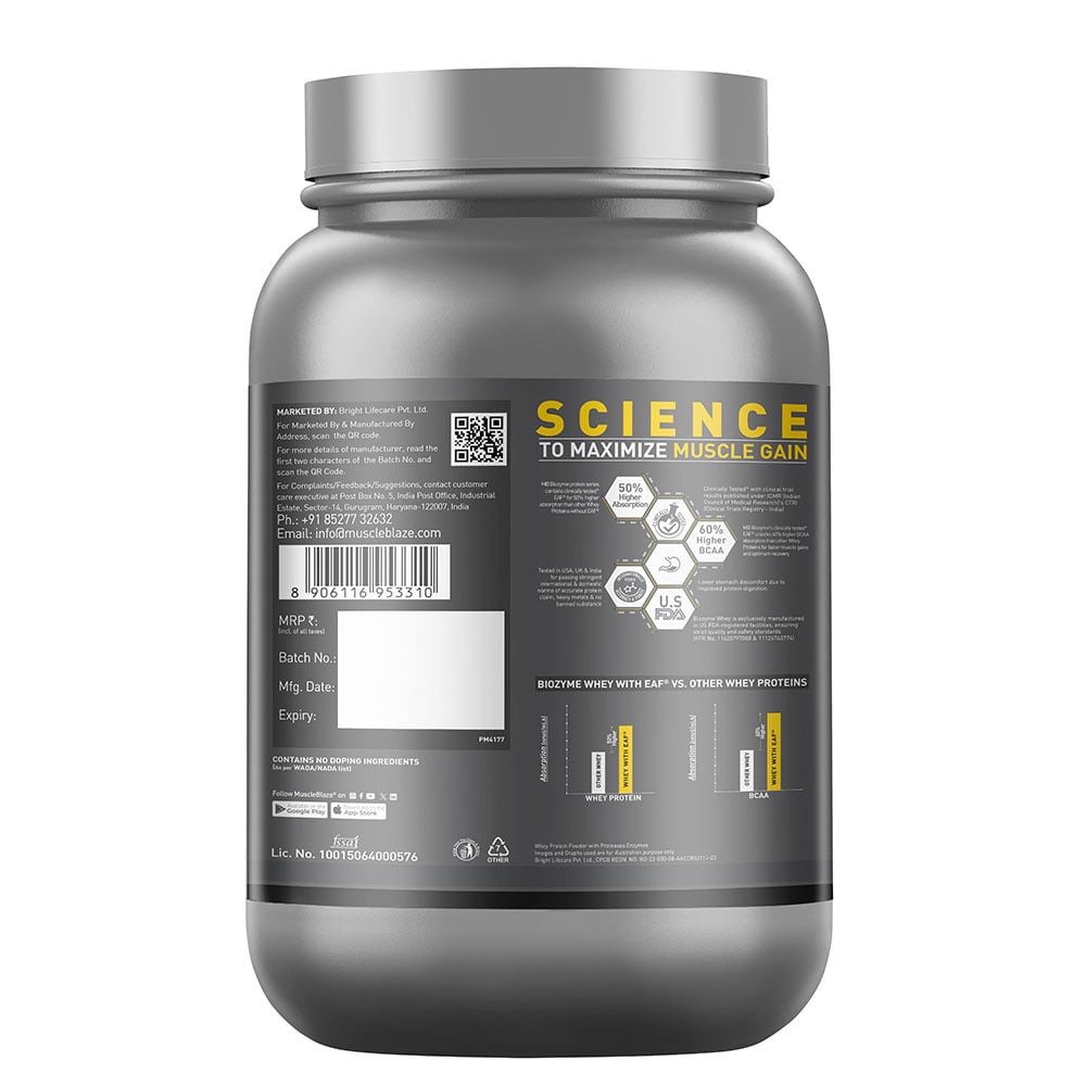 MuscleBlaze Biozyme Performance Whey Rich Chocolate 1kg