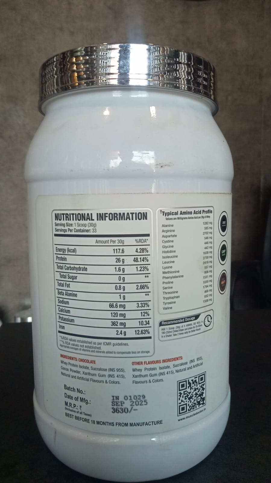 Muscle Doctor ANIMAL ISO NULL Whey Protein (1 kg, Belgium Chocolate)
