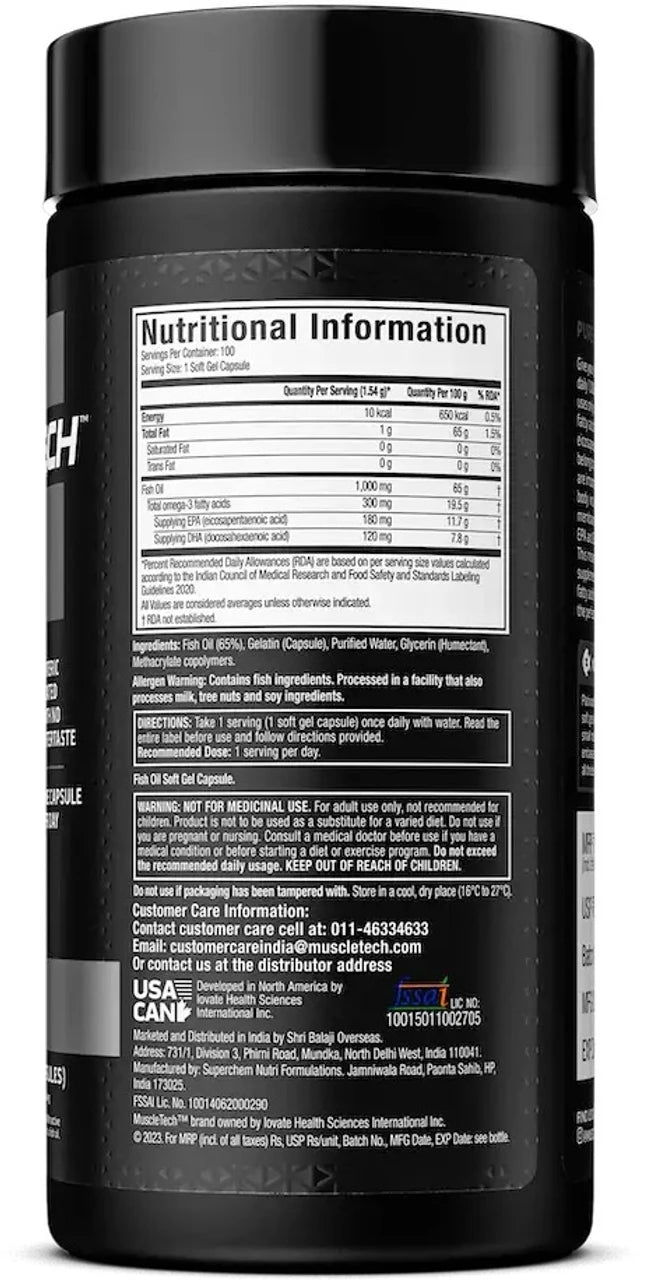 MuscleTech™ Platinum Omega Fish Oil Vitamins 100 Unit