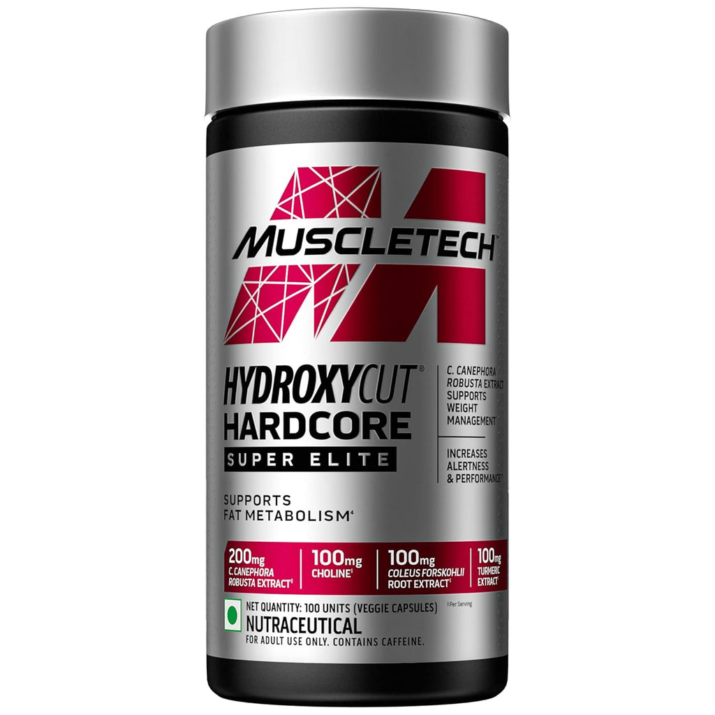 MuscleTech, Hydroxycut Hardcore, Super Elite, Supports Fat Metabolism - Pack of 100 Veggie Capsules, 170 grams