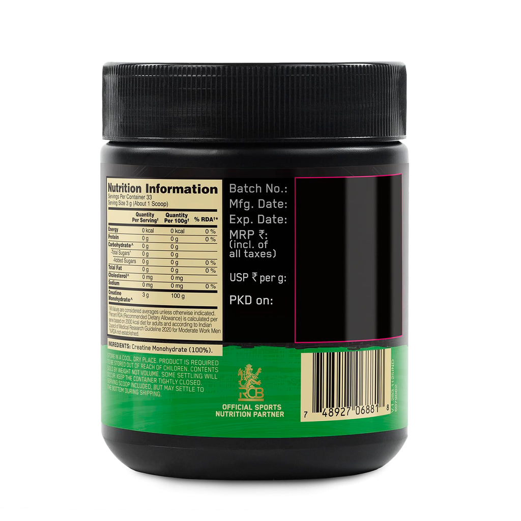 Optimum Nutrition (ON) Micronized Creatine Powder – 100 g, 33 Serves, 3g of 100% Creatine Monohydrate per serve, Supports Athletic Performance & Power, Unflavored.