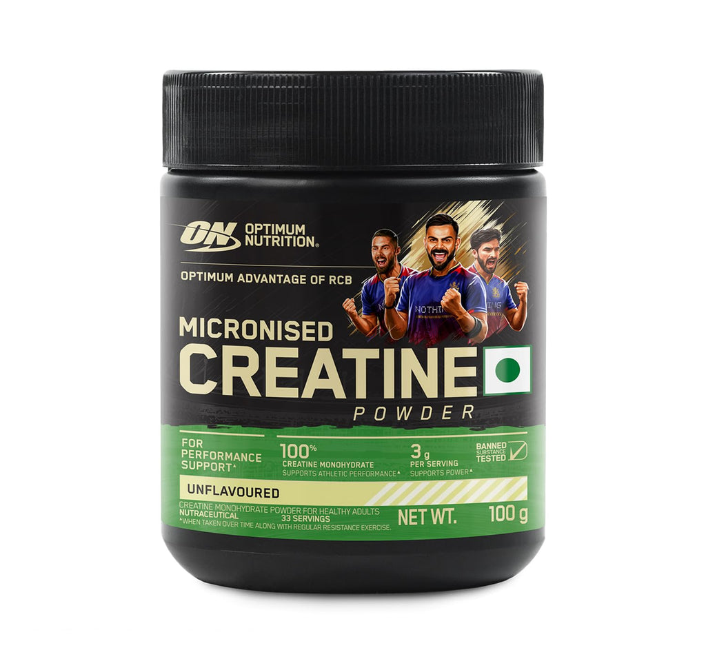 Optimum Nutrition (ON) Micronized Creatine Powder – 100 g, 33 Serves, 3g of 100% Creatine Monohydrate per serve, Supports Athletic Performance & Power, Unflavored.