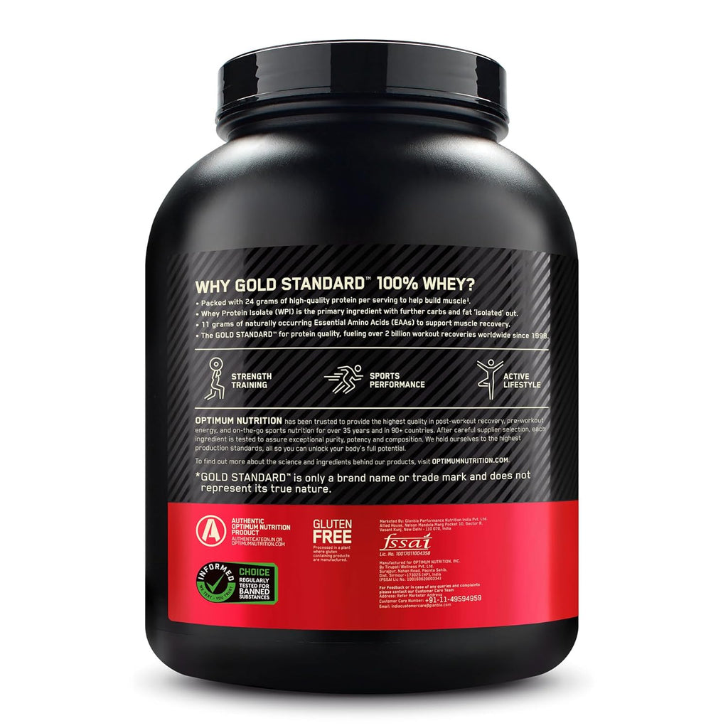 Optimum Nutrition (ON) Gold Standard 100% Whey Protein Powder 5 lbs, 2.27 kgs (Double Rich Chocolate), for Muscle Support & Recovery, Vegetarian - Primary Source Whey Isolate