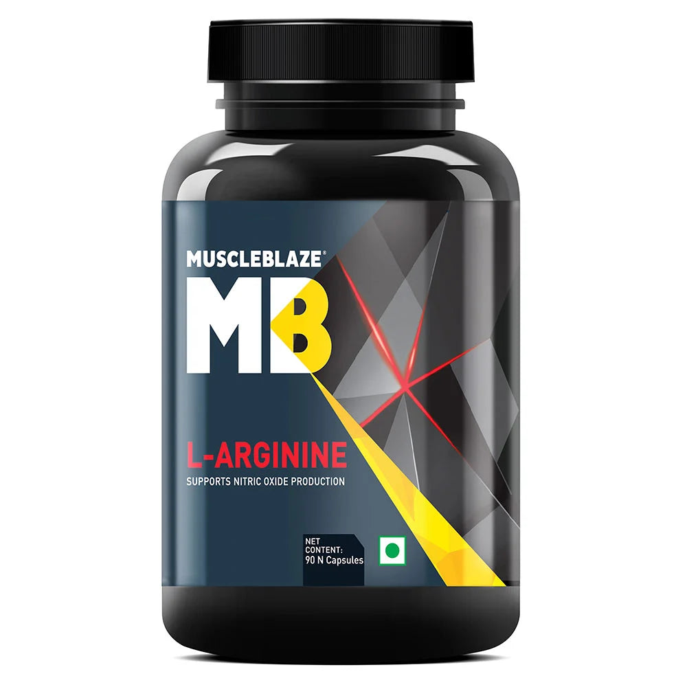 MuscleBlaze L-Arginine (90 Capsules) | Supports Nitric Oxide Production