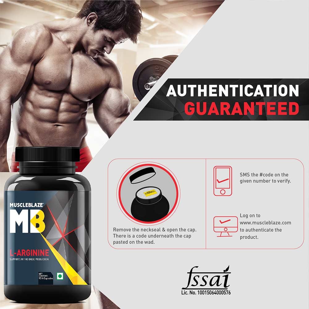 MuscleBlaze L-Arginine (90 Capsules) | Supports Nitric Oxide Production