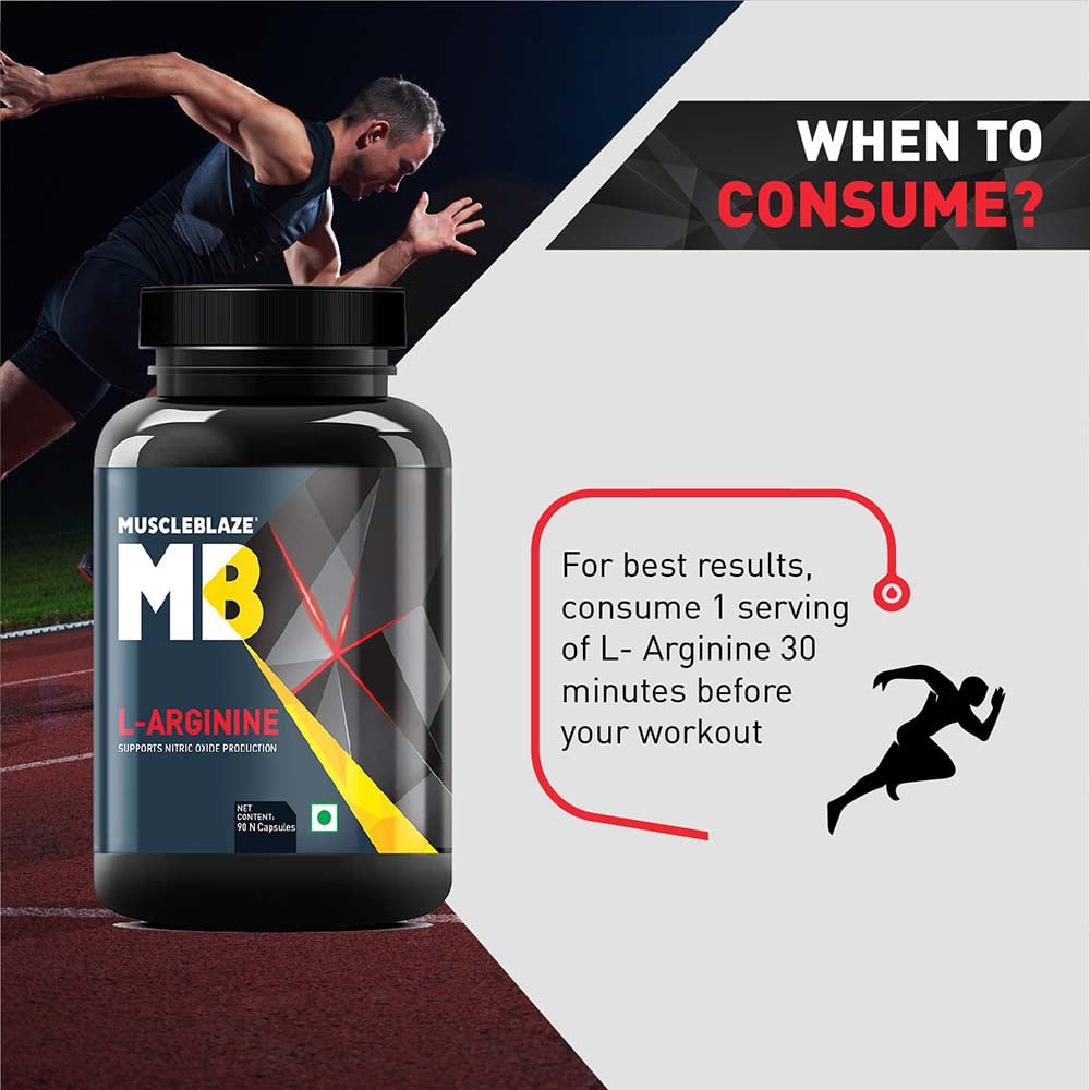 MuscleBlaze L-Arginine (90 Capsules) | Supports Nitric Oxide Production