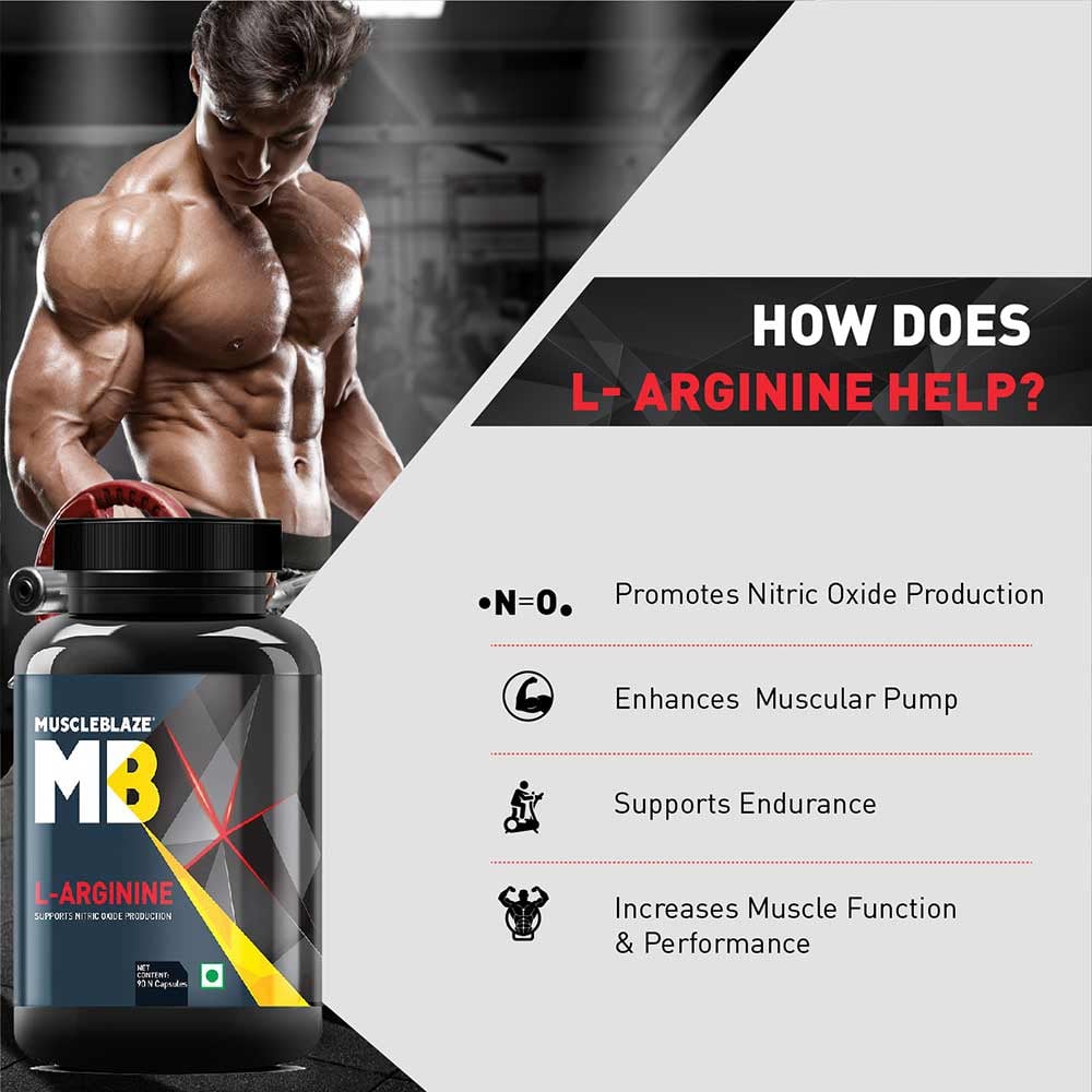 MuscleBlaze L-Arginine (90 Capsules) | Supports Nitric Oxide Production