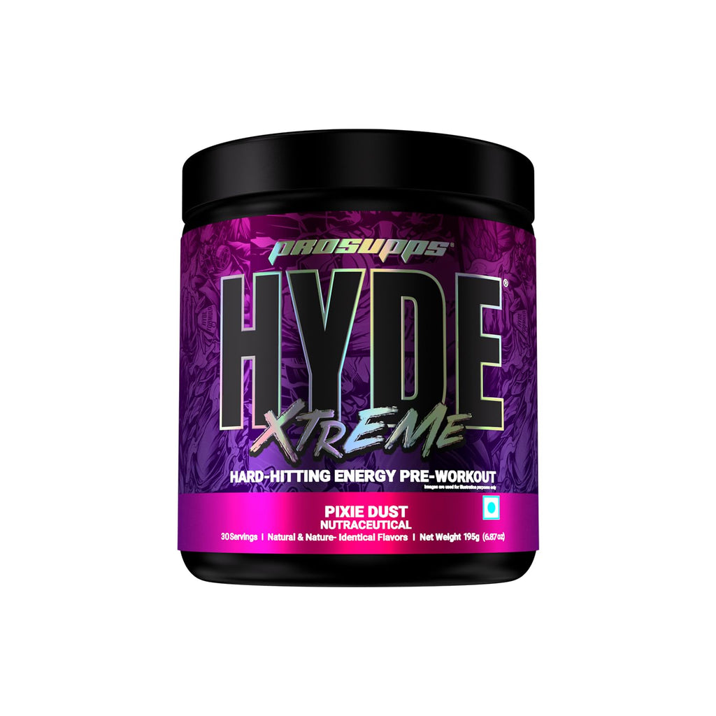 PS Prosupps Hyde Xtreme - Hard Hitting Energy Pre Workout Supplement | Caffeine, Beta-alanine, Creatine HCl, L-arginine | For Muscle Pump, Vascularity, Strength and Focus | 30 servings, 195g (Pixie Dust)