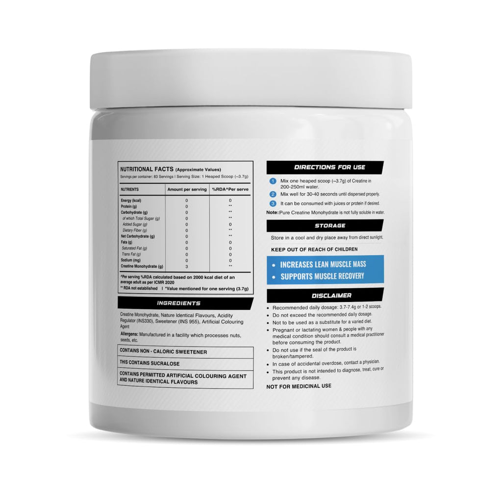 Wellcore Pure Micronised Creatine Powder (83 Servings, Kiwi Kick) For Enhanced Muscle Strength With Rapid Absorption | Creatine Monohydrate | Wellcore Creatine Flavoured - 307g