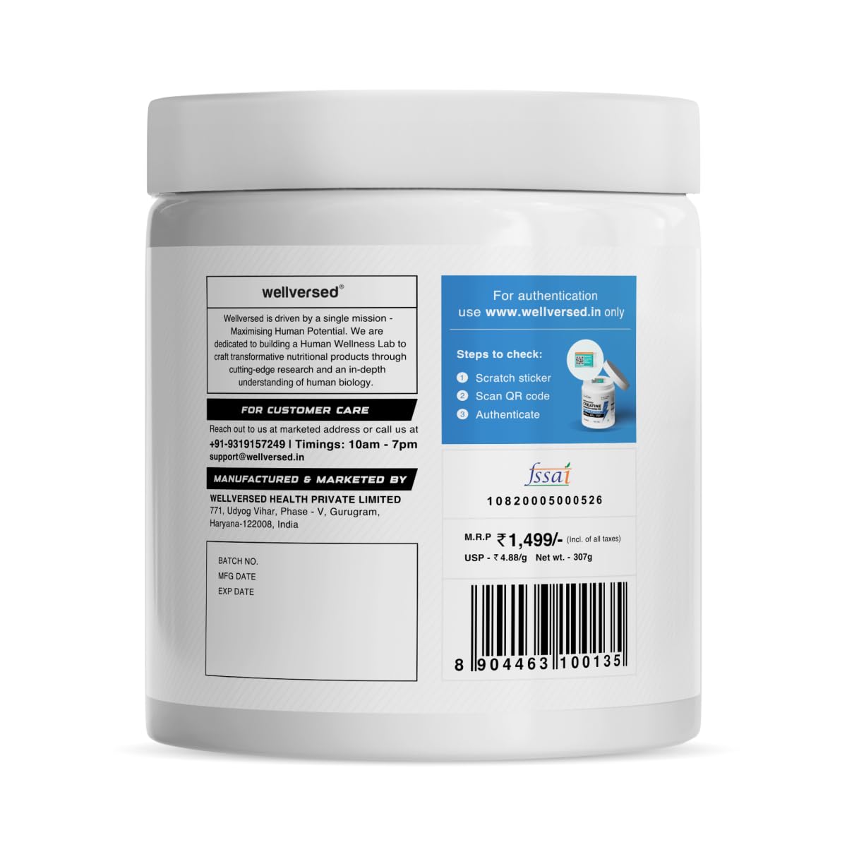 Wellcore Pure Micronised Creatine Powder (83 Servings, Tropical Tango) For Enhanced Muscle Strength With Rapid Absorption | Creatine Monohydrate | Wellcore Creatine Flavoured - 307g