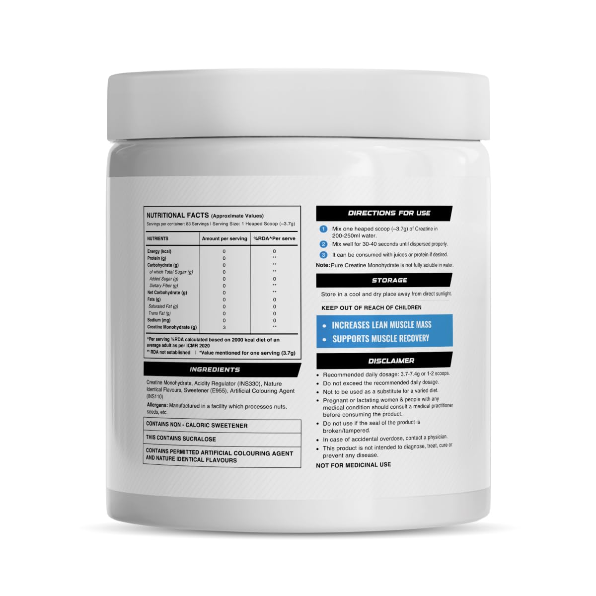 Wellcore Pure Micronised Creatine Powder (83 Servings, Tropical Tango) For Enhanced Muscle Strength With Rapid Absorption | Creatine Monohydrate | Wellcore Creatine Flavoured - 307g